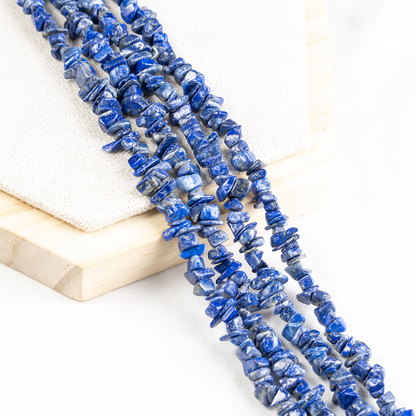 Uncut Raw Lapis Lazuli Crystal Chip Beads for Necklace (Expansion and Insight).  DestGlow