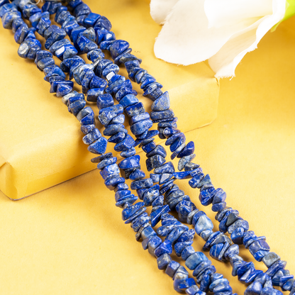 Uncut Raw Lapis Lazuli Crystal Chip Beads for Necklace (Expansion and Insight).  DestGlow