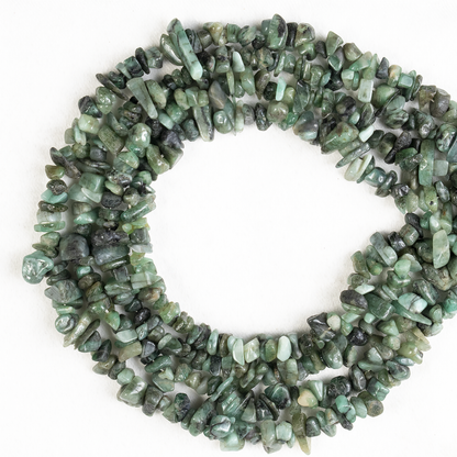 Uncut Raw Emerald Crystal Chip Beads for Necklace (Intuition and Power)  DestGlow