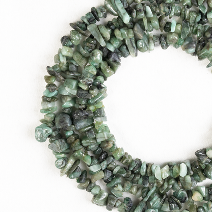 Uncut Raw Emerald Crystal Chip Beads for Necklace (Intuition and Power)  DestGlow