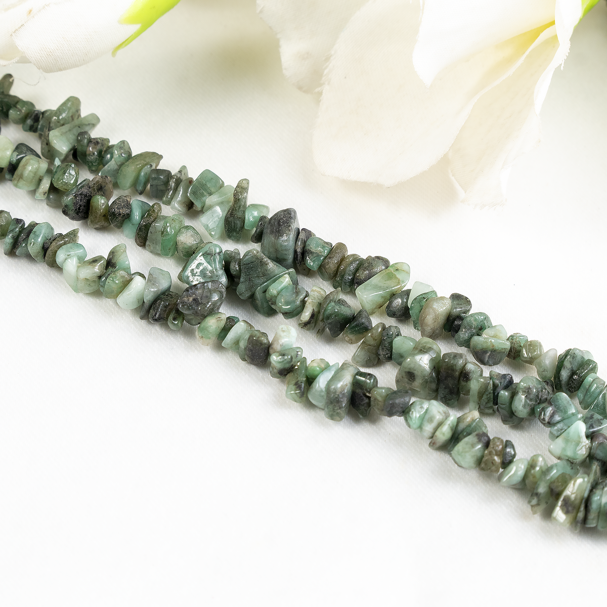Uncut Raw Emerald Crystal Chip Beads for Necklace (Intuition and Power)  DestGlow