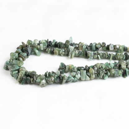 Uncut Raw Emerald Crystal Chip Beads for Necklace (Intuition and Power)  DestGlow