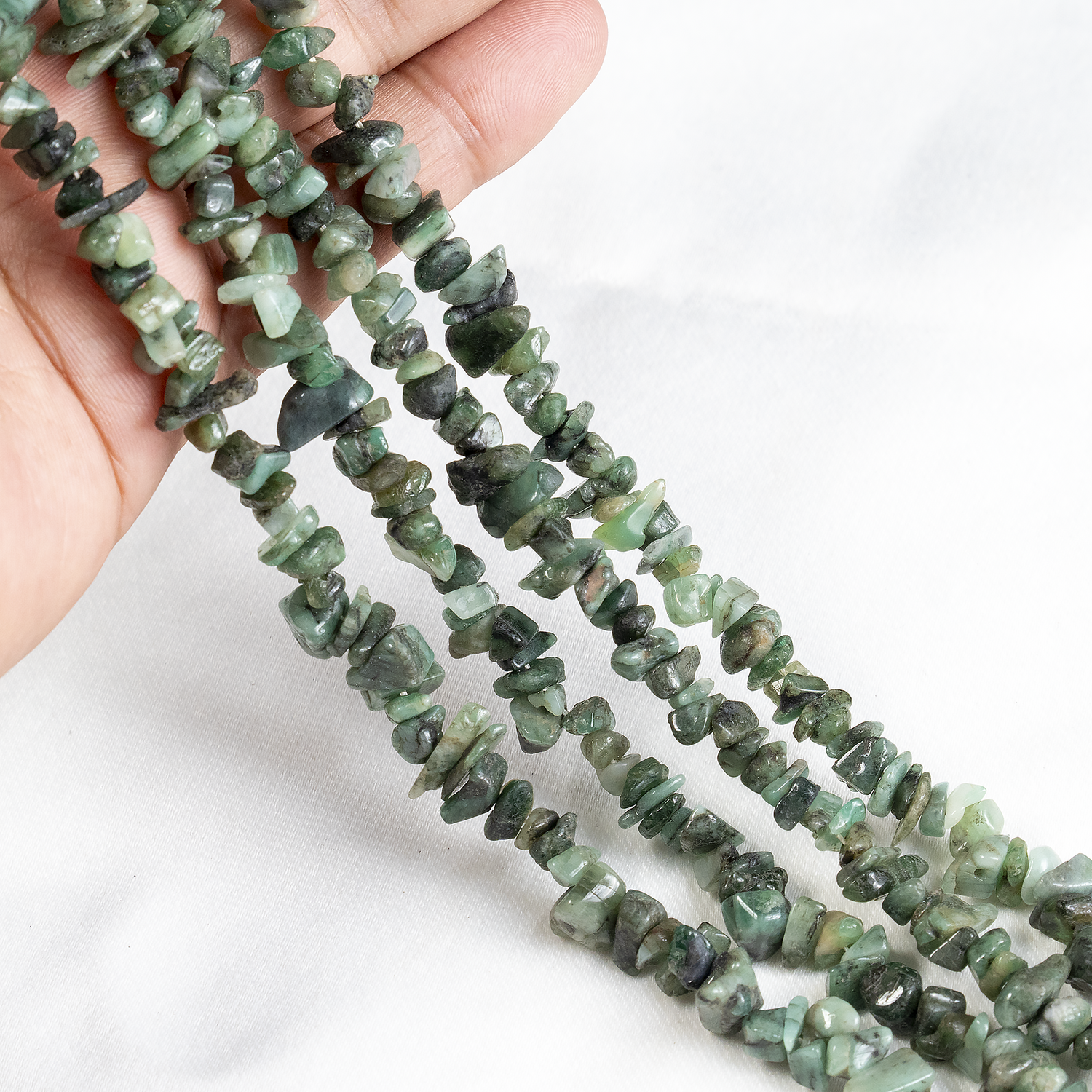 Uncut Raw Emerald Crystal Chip Beads for Necklace (Intuition and Power)  DestGlow
