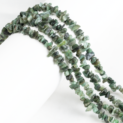 Uncut Raw Emerald Crystal Chip Beads for Necklace (Intuition and Power)  DestGlow
