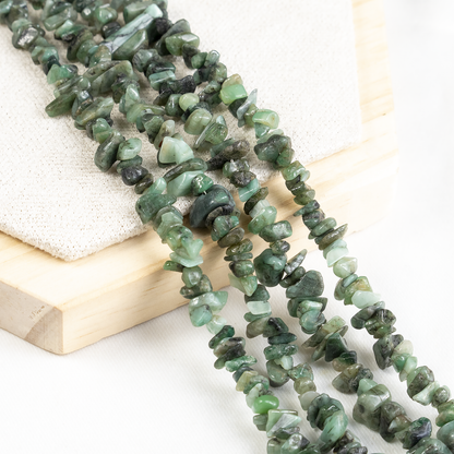 Uncut Raw Emerald Crystal Chip Beads for Necklace (Intuition and Power)  DestGlow