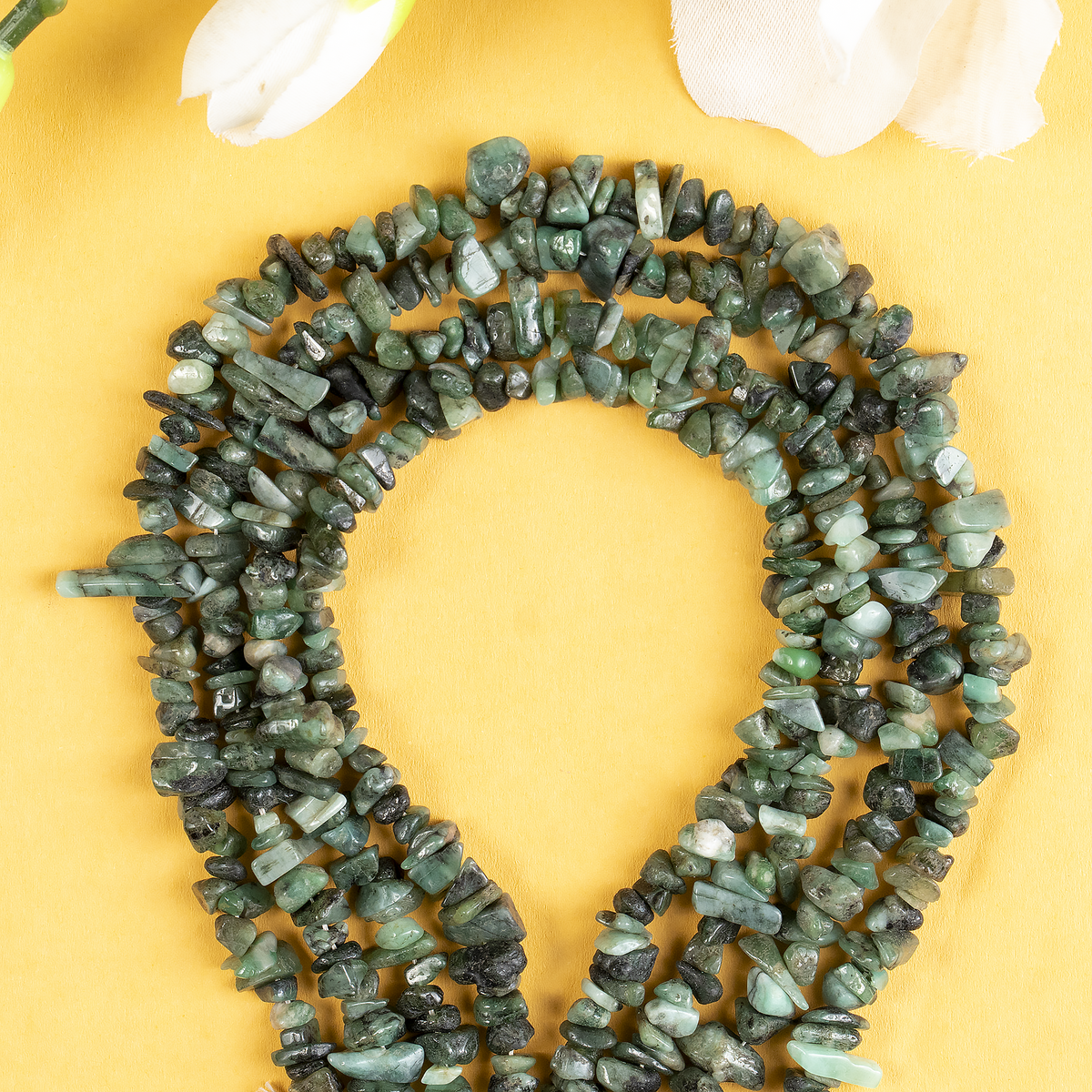 Uncut Raw Emerald Crystal Chip Beads for Necklace (Intuition and Power)  DestGlow