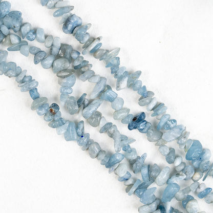 Uncut Raw Aquamarine Crystal Chip Beads for Necklace (Protection and Anxiety Relief)