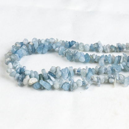 Uncut Raw Aquamarine Crystal Chip Beads for Necklace (Protection and Anxiety Relief)