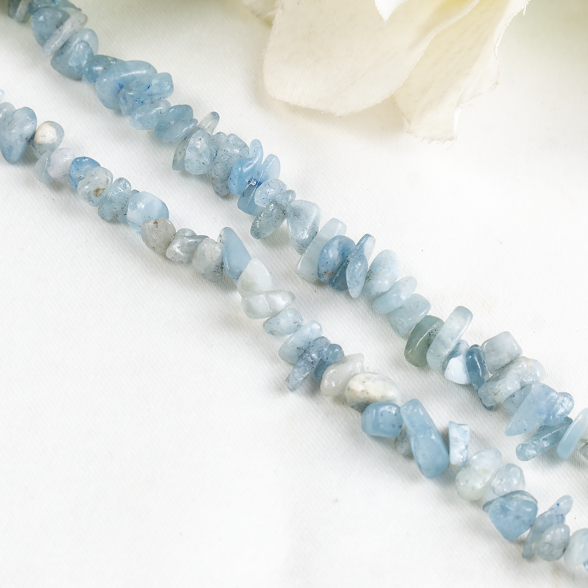 Uncut Raw Aquamarine Crystal Chip Beads for Necklace (Protection and Anxiety Relief)