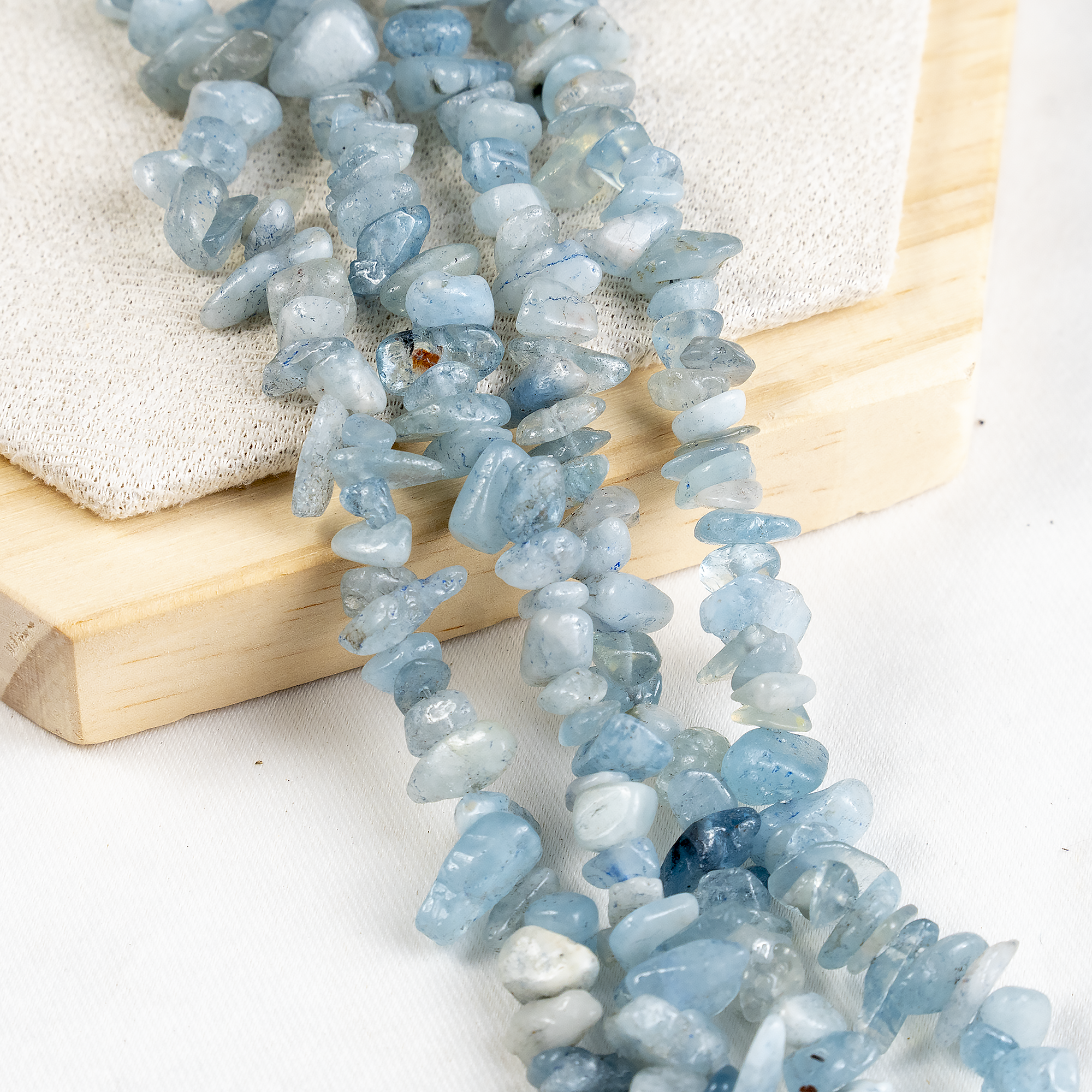 Uncut Raw Aquamarine Crystal Chip Beads for Necklace (Protection and Anxiety Relief)