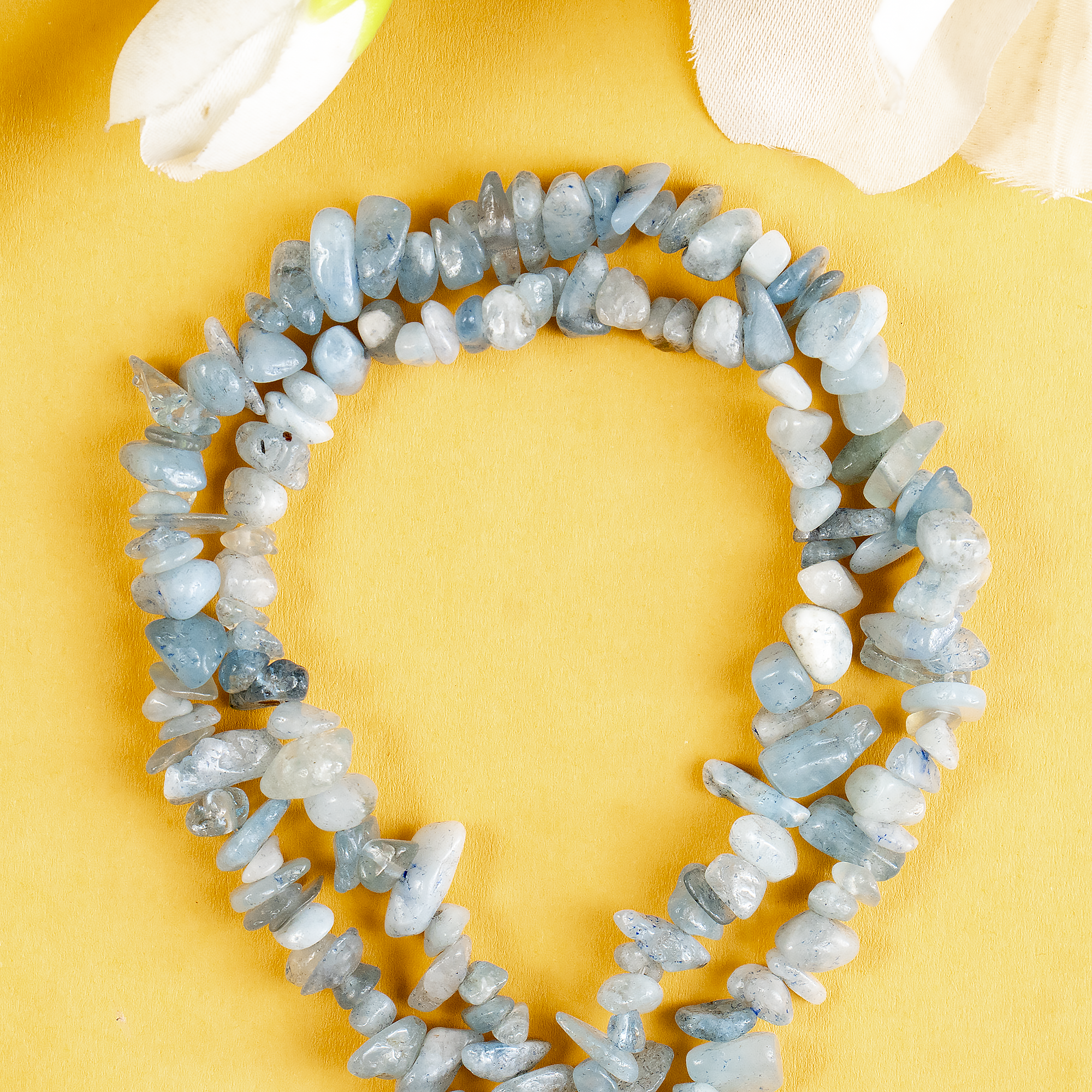 Uncut Raw Aquamarine Crystal Chip Beads for Necklace (Protection and Anxiety Relief)