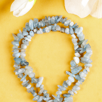 Uncut Raw Aquamarine Crystal Chip Beads for Necklace (Protection and Anxiety Relief)