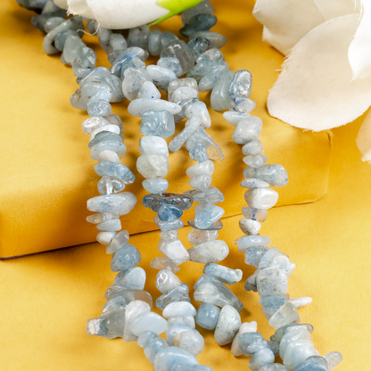 Uncut Raw Aquamarine Crystal Chip Beads for Necklace (Protection and Anxiety Relief)