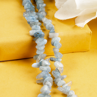 Uncut Raw Aquamarine Crystal Chip Beads for Necklace (Protection and Anxiety Relief)