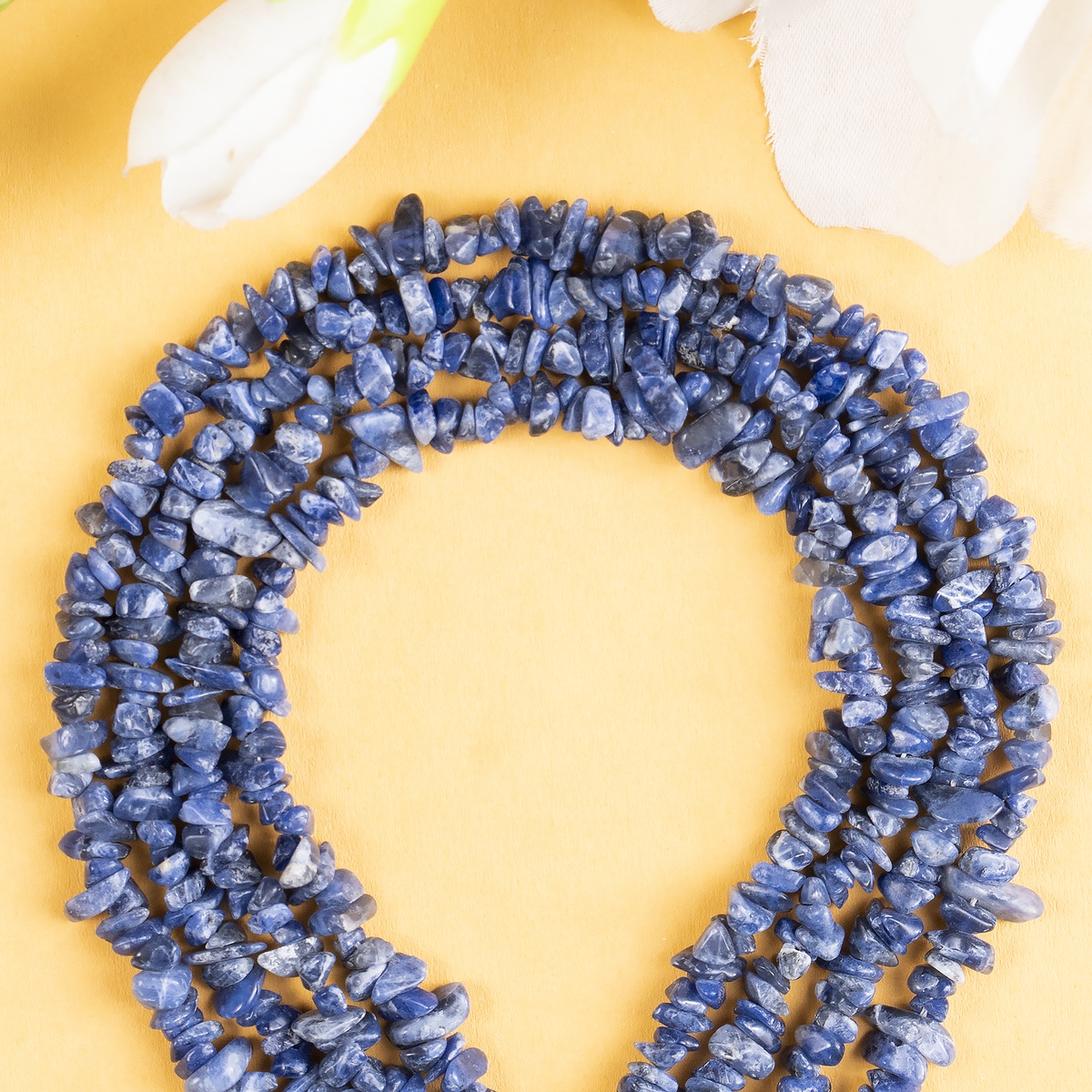 Uncut Raw Sodalite Crystal Chip Beads for Necklace (Alignment With The Higher Self and Meditation)