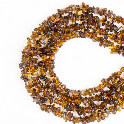 Smokey Quartz Chip Beads Necklace, Crystal Uncut Beads