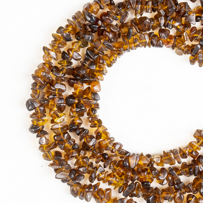 Smokey Quartz Chip Beads Necklace, Crystal Uncut Beads