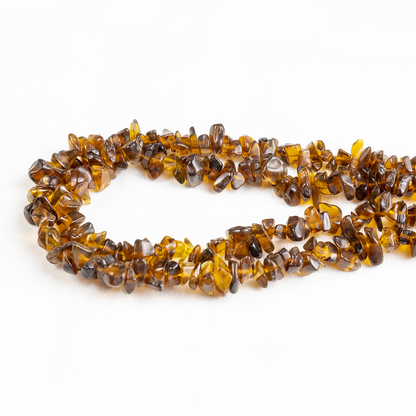 Smokey Quartz Chip Beads Necklace, Crystal Uncut Beads