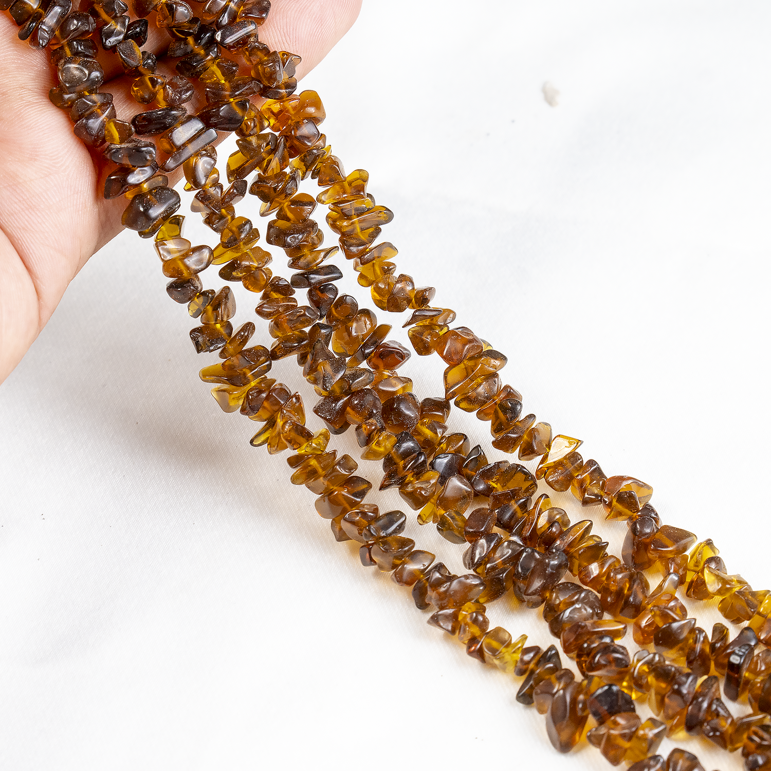 Smokey Quartz Chip Beads Necklace, Crystal Uncut Beads