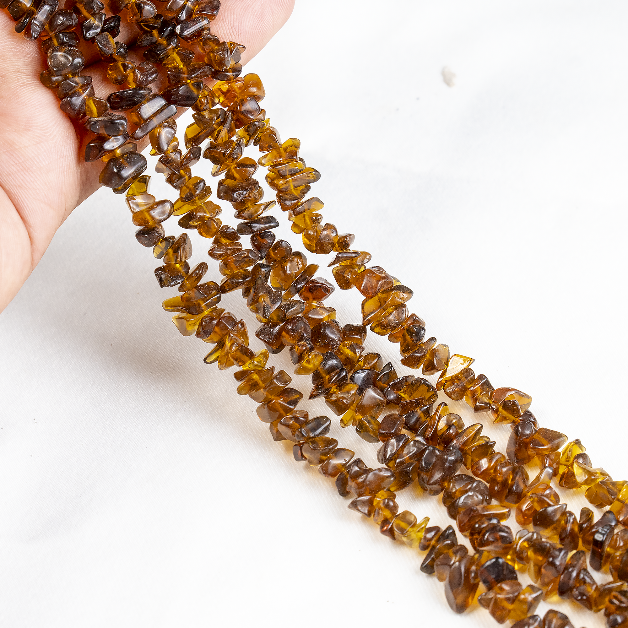 Smokey Quartz Chip Beads Necklace, Crystal Uncut Beads