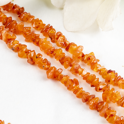 Uncut Raw Carnelian Crystal Chip Beads for Necklace (Manifestation and Passion)