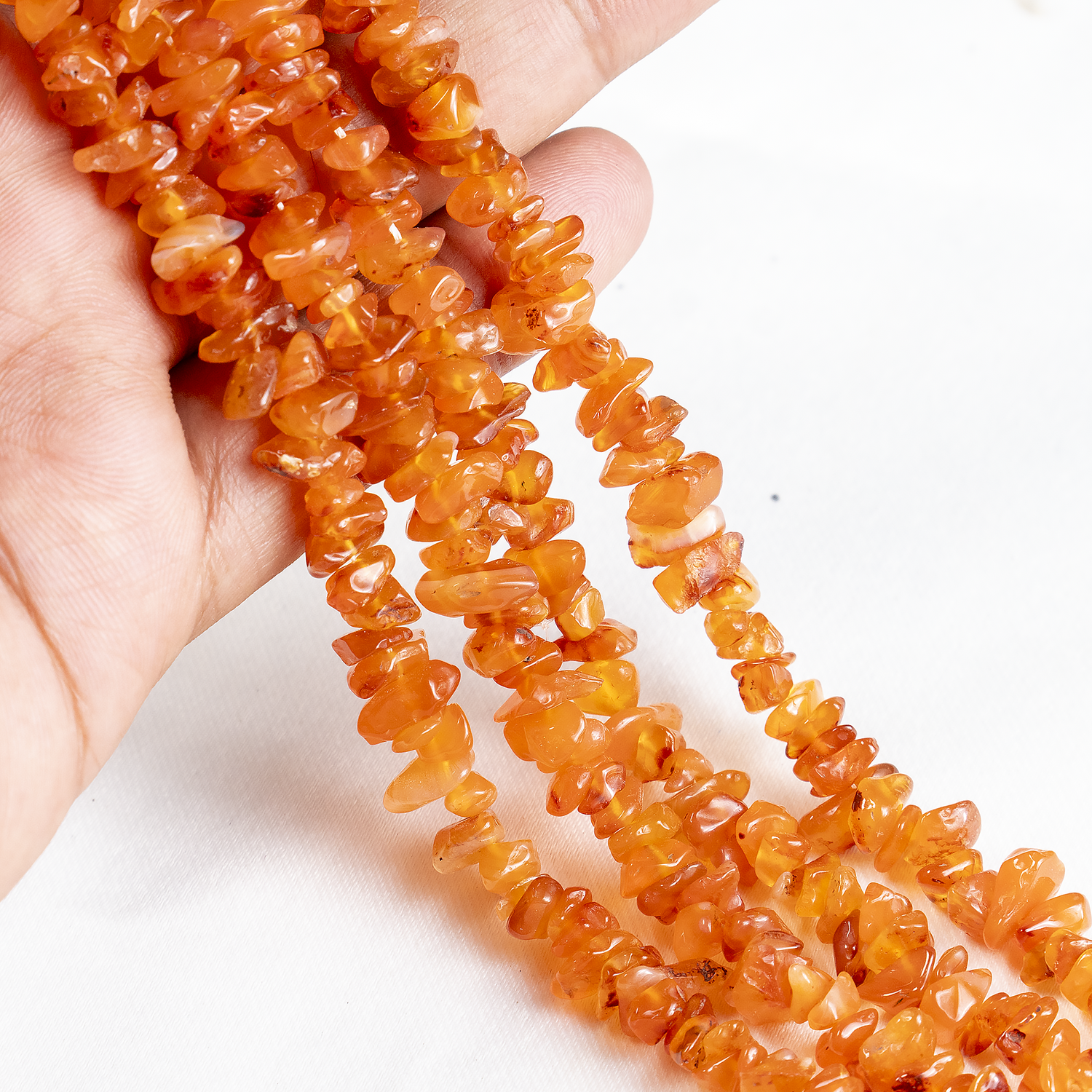 Uncut Raw Carnelian Crystal Chip Beads for Necklace (Manifestation and Passion)