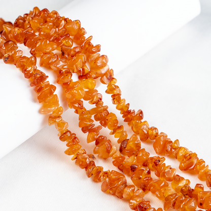 Uncut Raw Carnelian Crystal Chip Beads for Necklace (Manifestation and Passion)