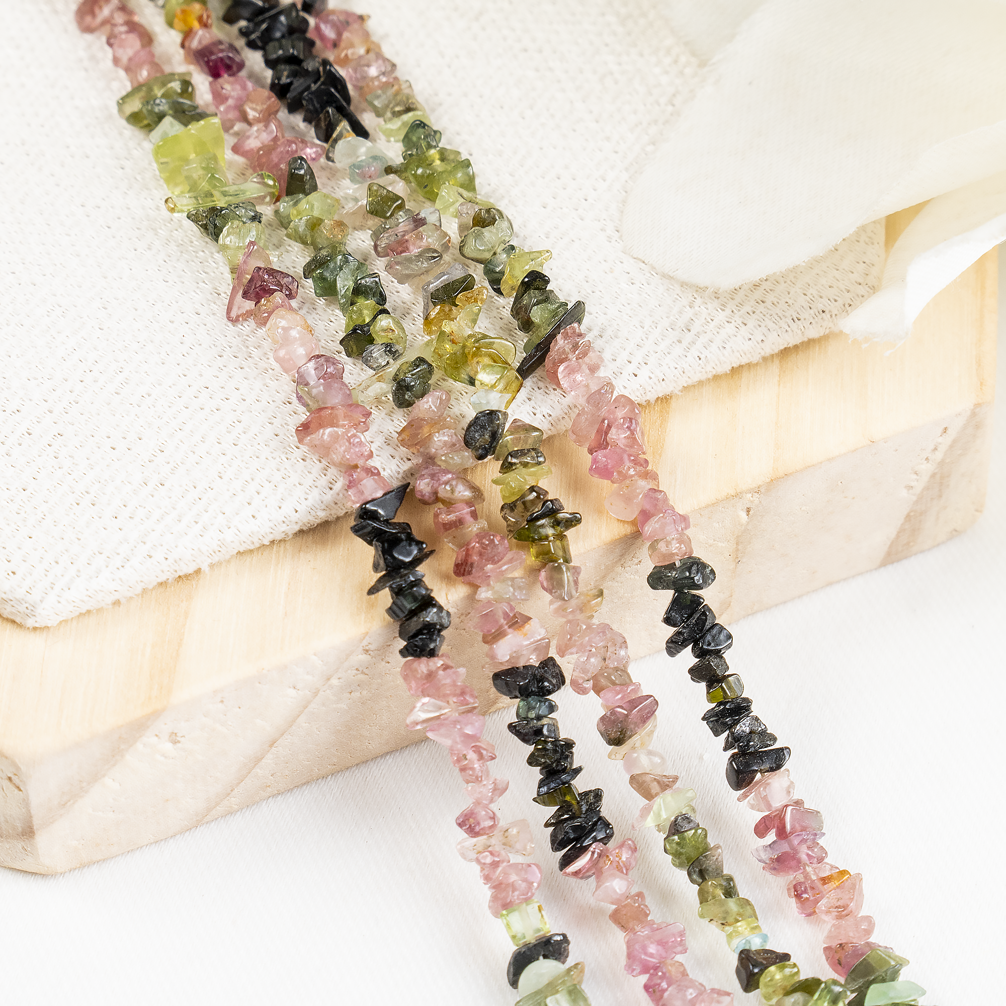 Uncut Raw Watermelon Tourmaline Crystal Chip Beads for Necklace (Purification and Stress Relief)  DestGlow