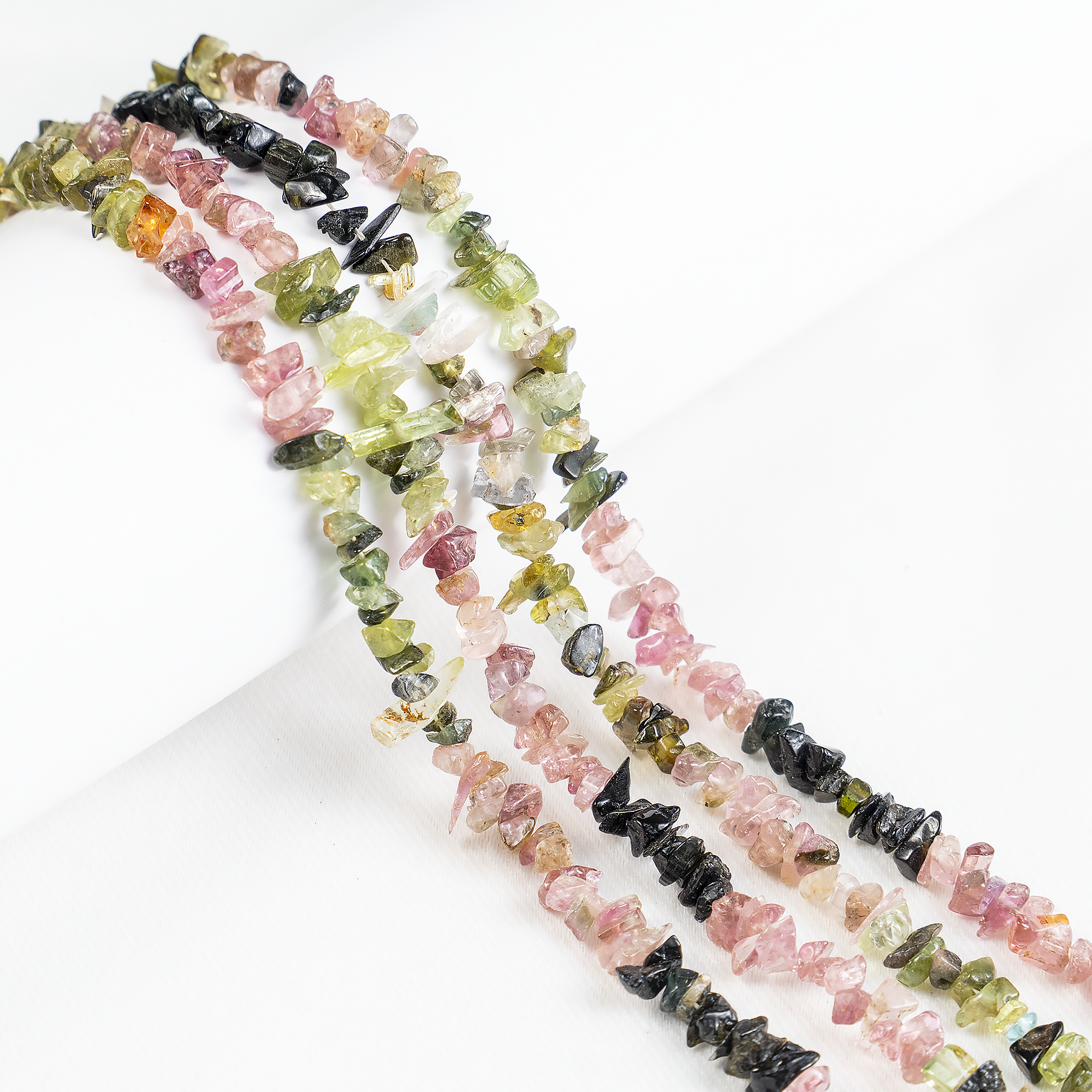 Uncut Raw Watermelon Tourmaline Crystal Chip Beads for Necklace (Purification and Stress Relief)  DestGlow