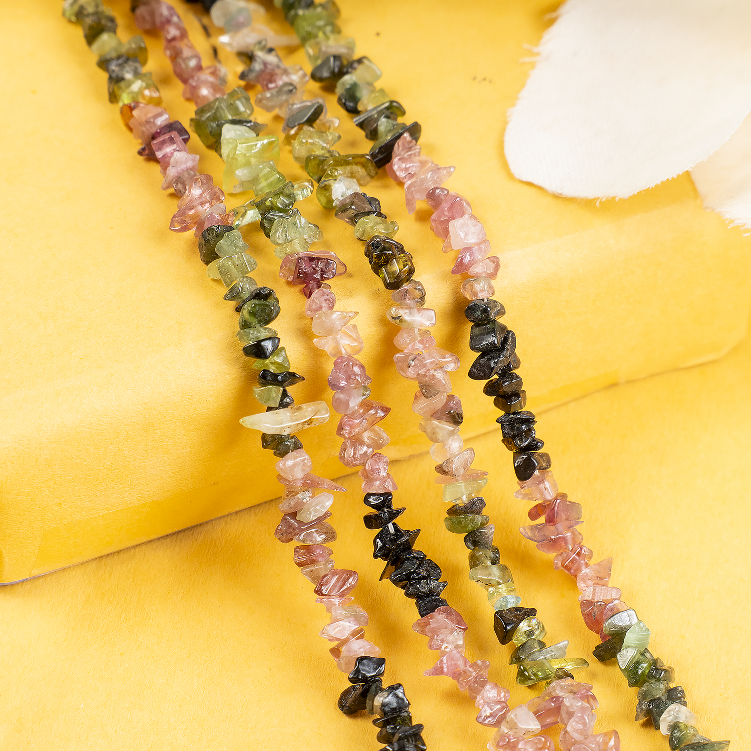 Uncut Raw Watermelon Tourmaline Crystal Chip Beads for Necklace (Purification and Stress Relief)  DestGlow