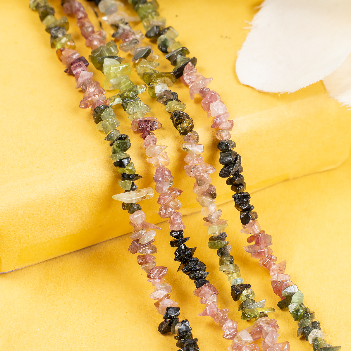 Uncut Raw Watermelon Tourmaline Crystal Chip Beads for Necklace (Purification and Stress Relief)  DestGlow