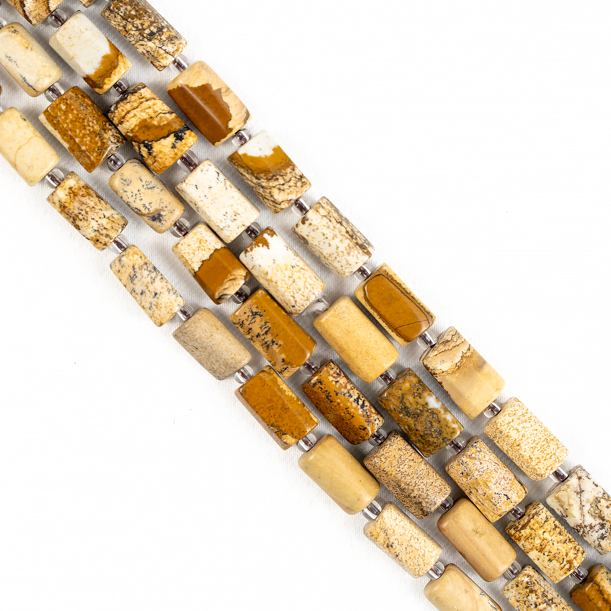 Picture Jasper Gemstone Pipe Bead, Crystal Healing Tube Beads.