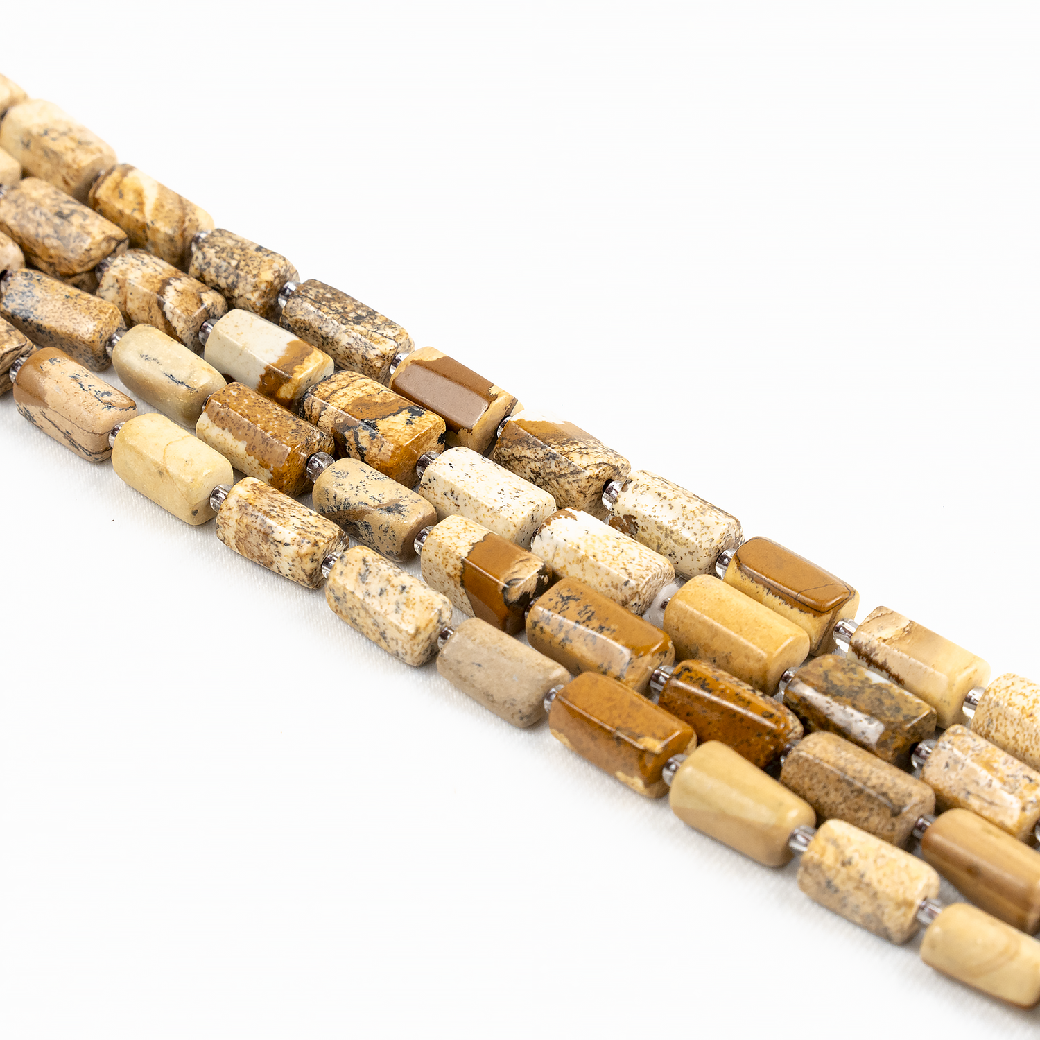 Picture Jasper Gemstone Pipe Bead, Crystal Healing Tube Beads.