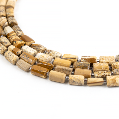 Picture Jasper Gemstone Pipe Bead, Crystal Healing Tube Beads.
