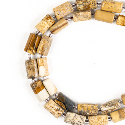 Picture Jasper Gemstone Pipe Bead, Crystal Healing Tube Beads.