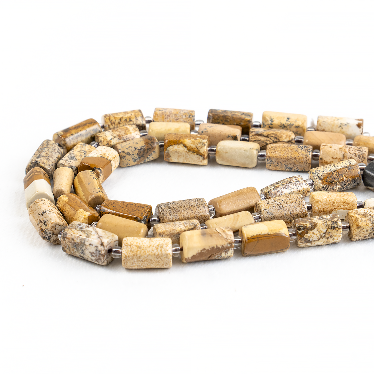 Picture Jasper Gemstone Pipe Bead, Crystal Healing Tube Beads.