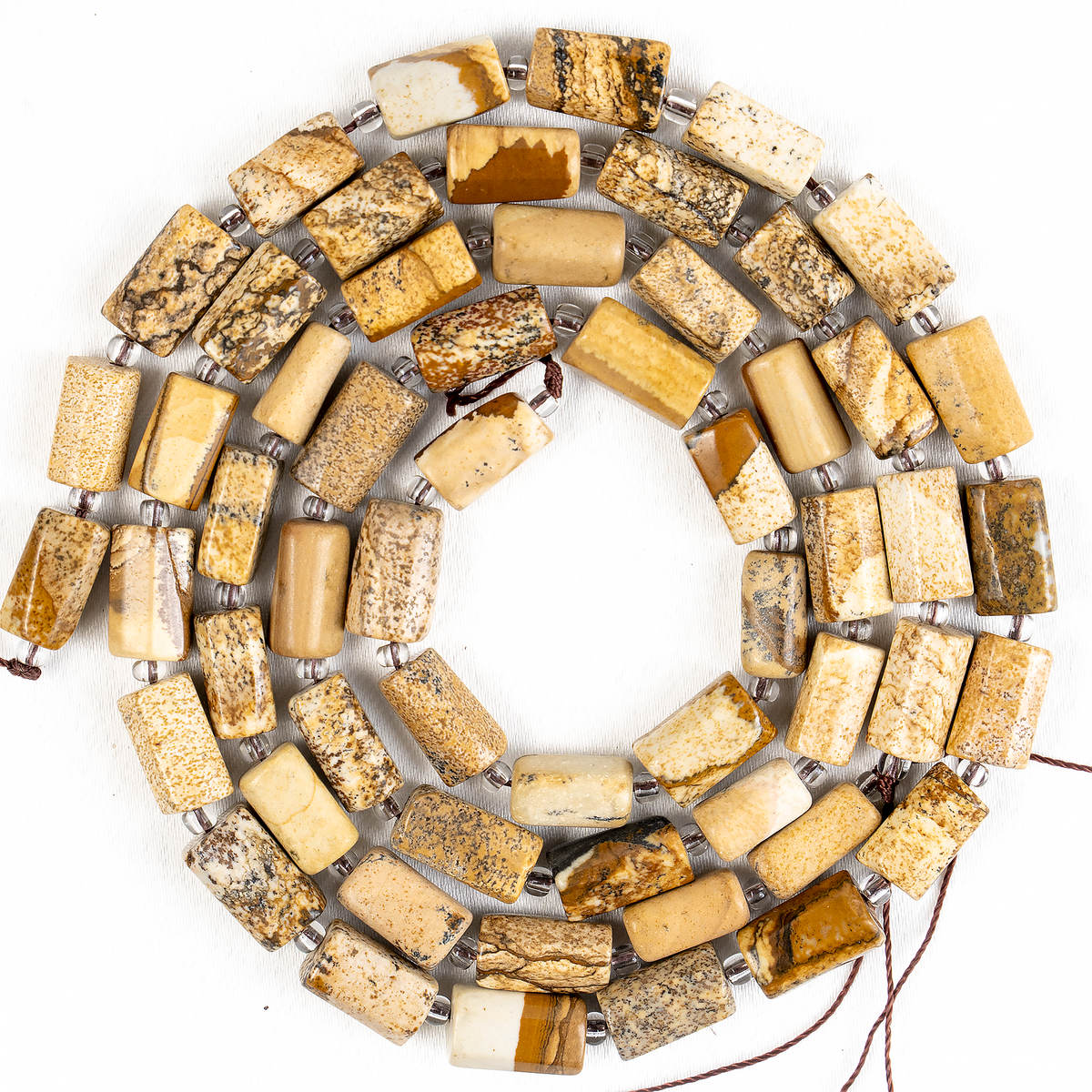 Picture Jasper Gemstone Pipe Bead, Crystal Healing Tube Beads.