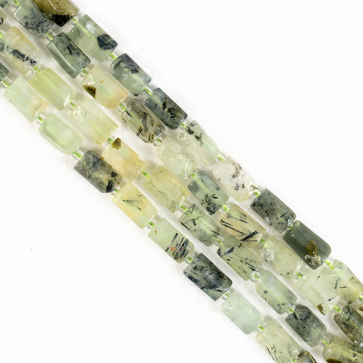 Prehnite Gemstone Pipe Bead, Crystal Healing Tube Beads.