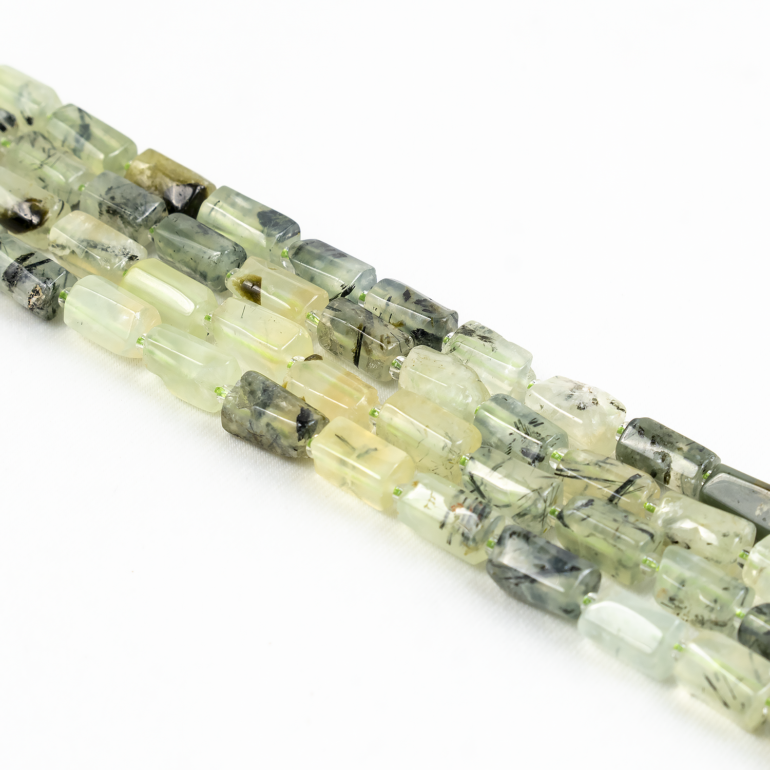 Prehnite Gemstone Pipe Bead, Crystal Healing Tube Beads.