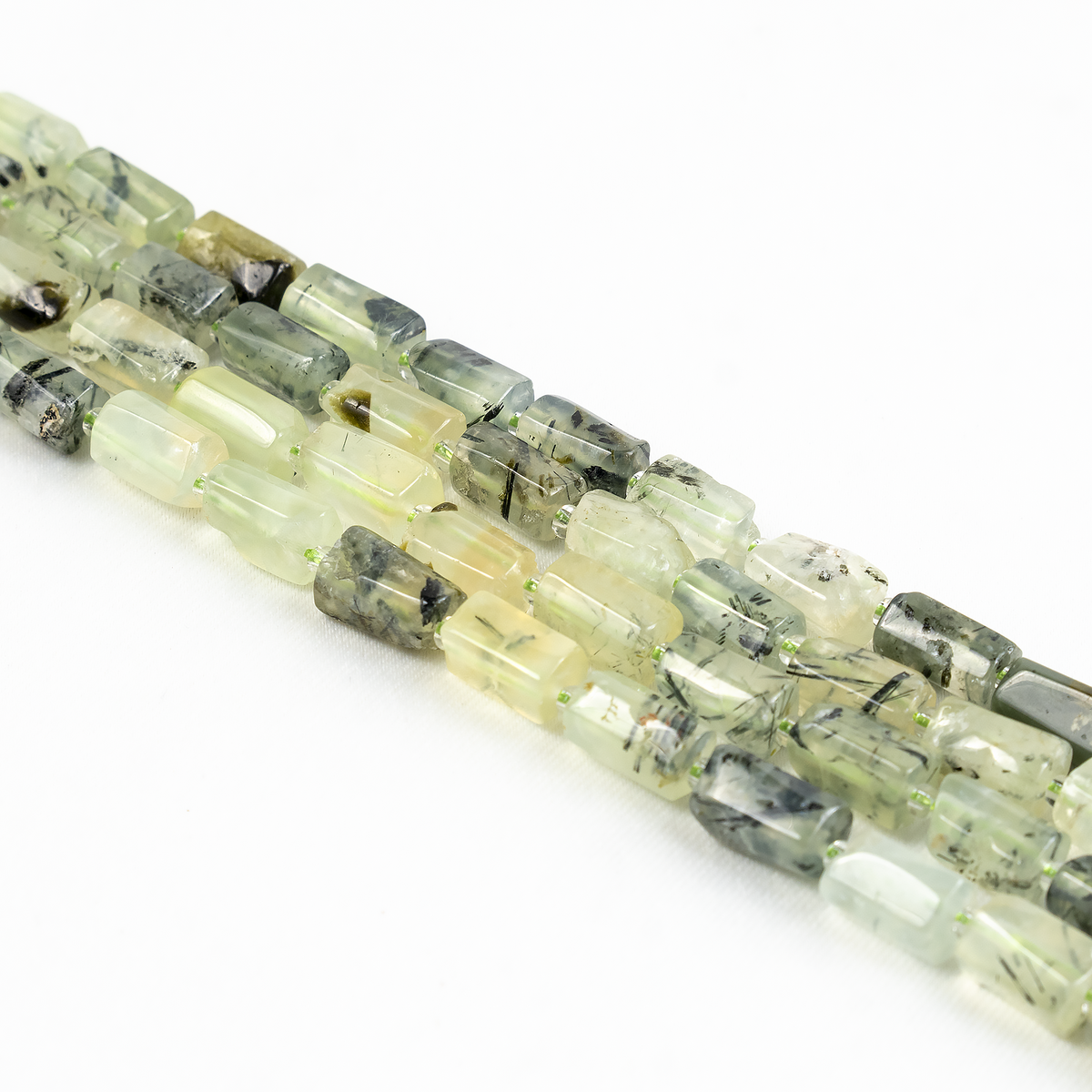 Prehnite Gemstone Pipe Bead, Crystal Healing Tube Beads.