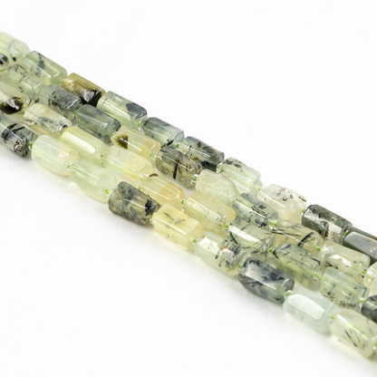 Prehnite Gemstone Pipe Bead, Crystal Healing Tube Beads.