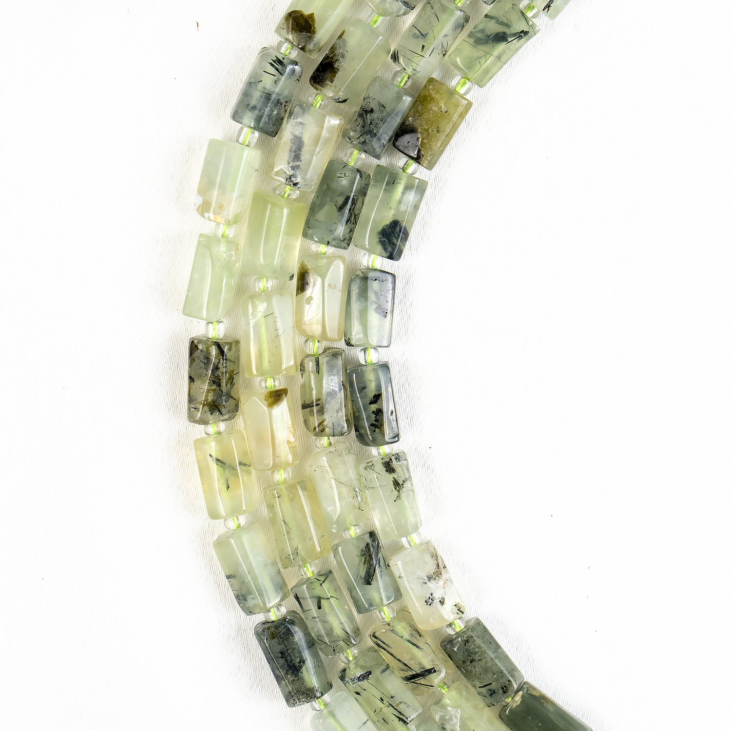 Prehnite Gemstone Pipe Bead, Crystal Healing Tube Beads.