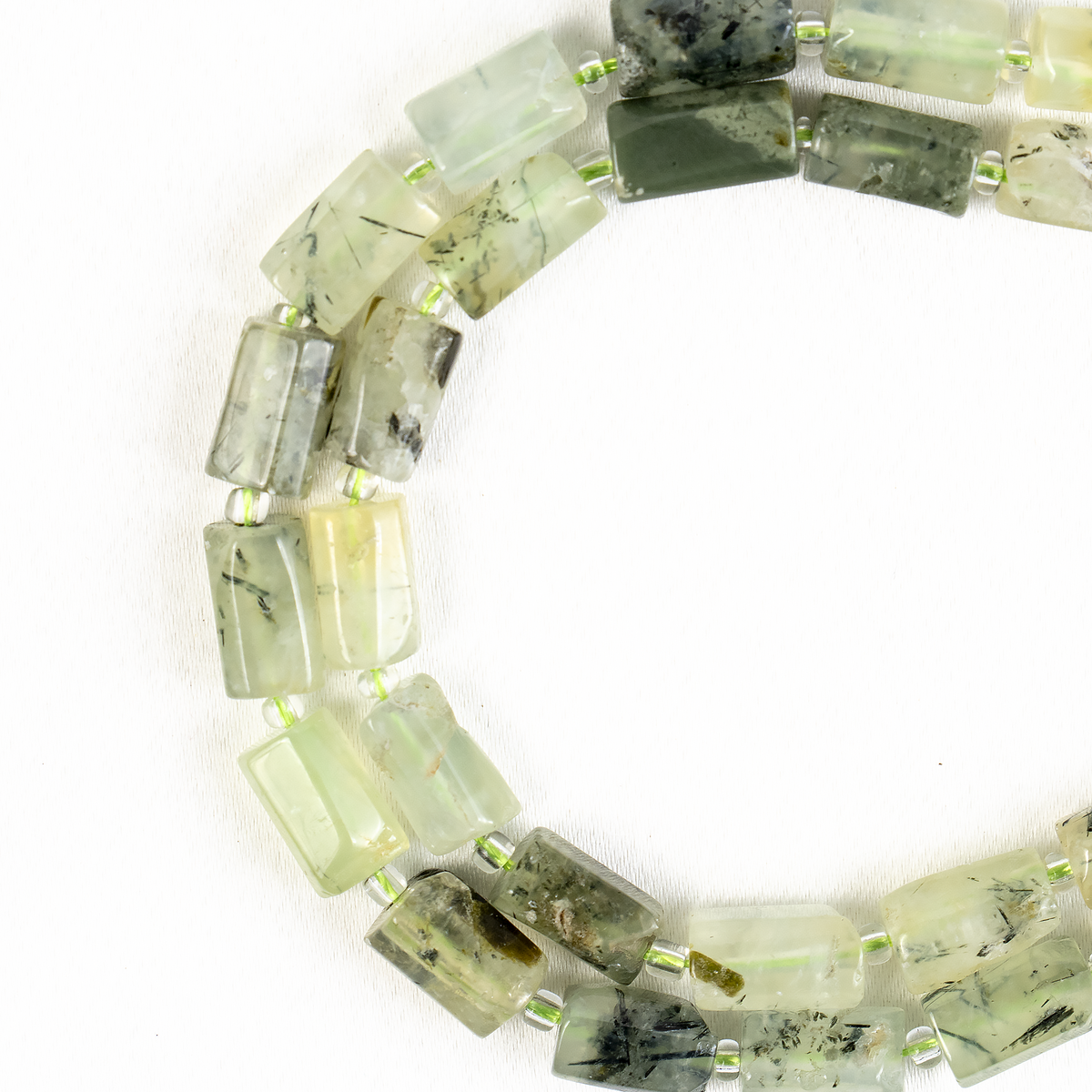 Prehnite Gemstone Pipe Bead, Crystal Healing Tube Beads.