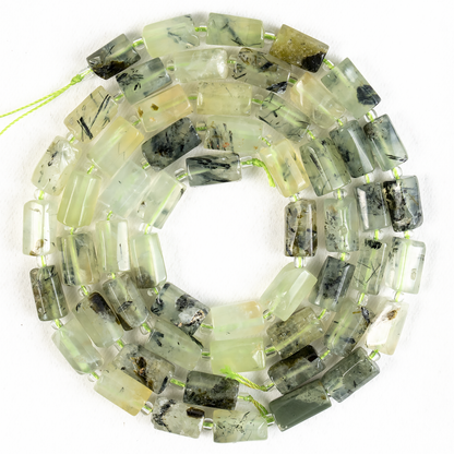 Prehnite Gemstone Pipe Bead, Crystal Healing Tube Beads.