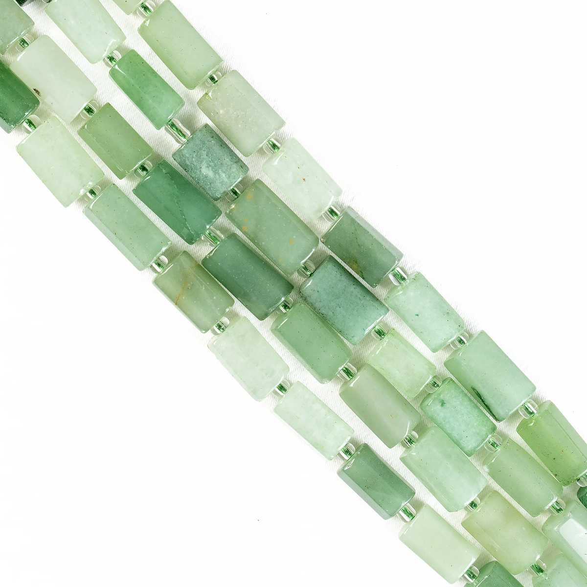 Green Aventurine Gemstone Pipe Bead, Crystal Healing Tube Beads.  DestGlow