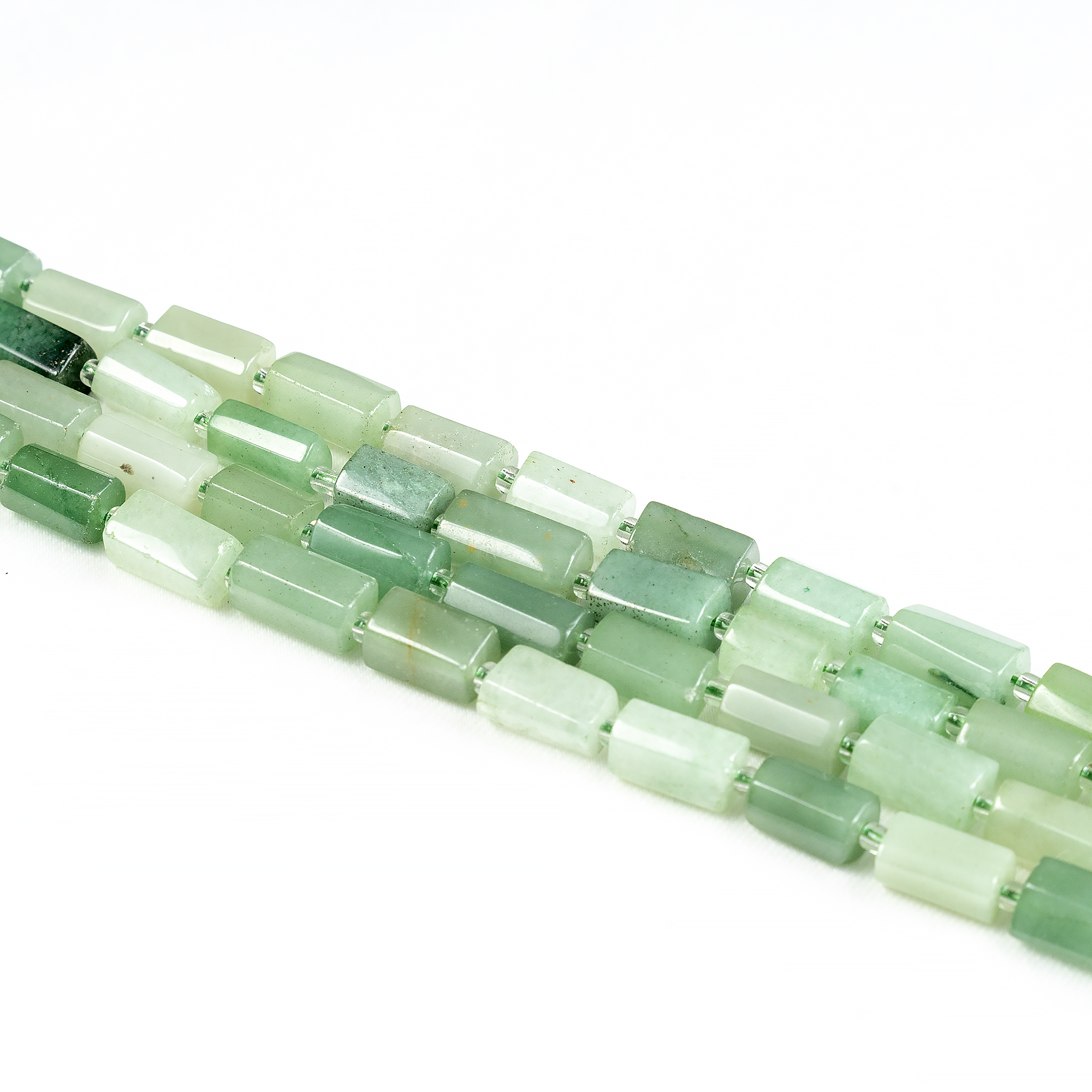 Green Aventurine Gemstone Pipe Bead, Crystal Healing Tube Beads.  DestGlow