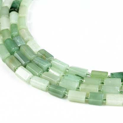 Green Aventurine Gemstone Pipe Bead, Crystal Healing Tube Beads.  DestGlow