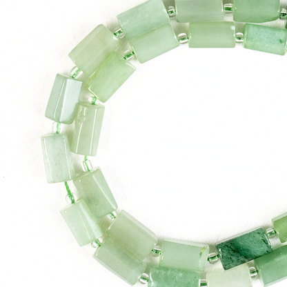 Green Aventurine Gemstone Pipe Bead, Crystal Healing Tube Beads.  DestGlow