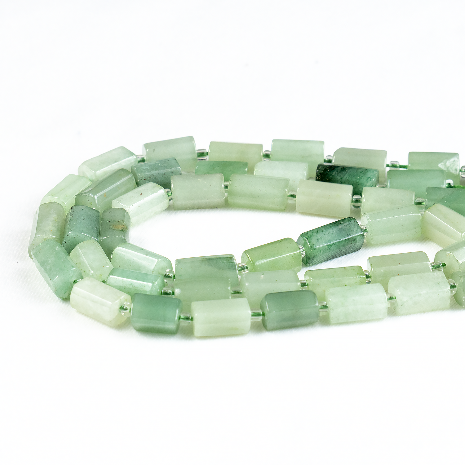 Green Aventurine Gemstone Pipe Bead, Crystal Healing Tube Beads.  DestGlow