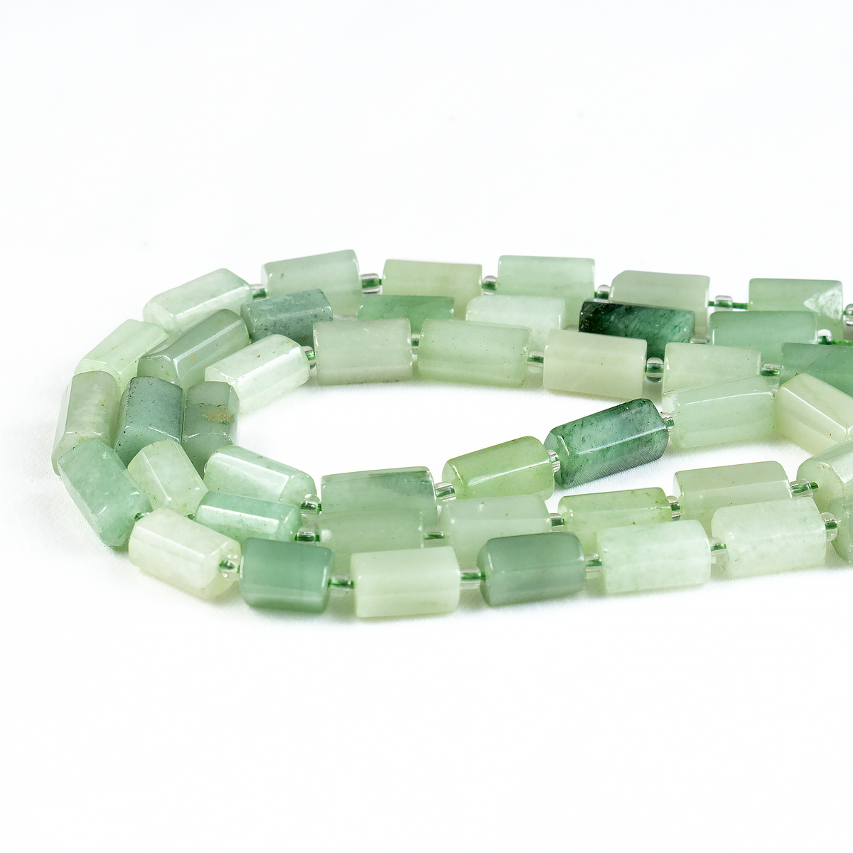 Green Aventurine Gemstone Pipe Bead, Crystal Healing Tube Beads.  DestGlow
